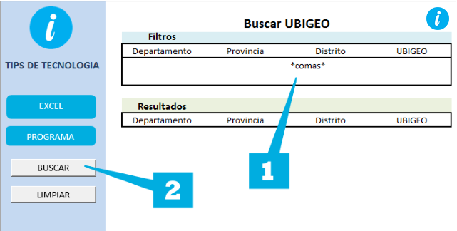 buscar ubigeo por macro