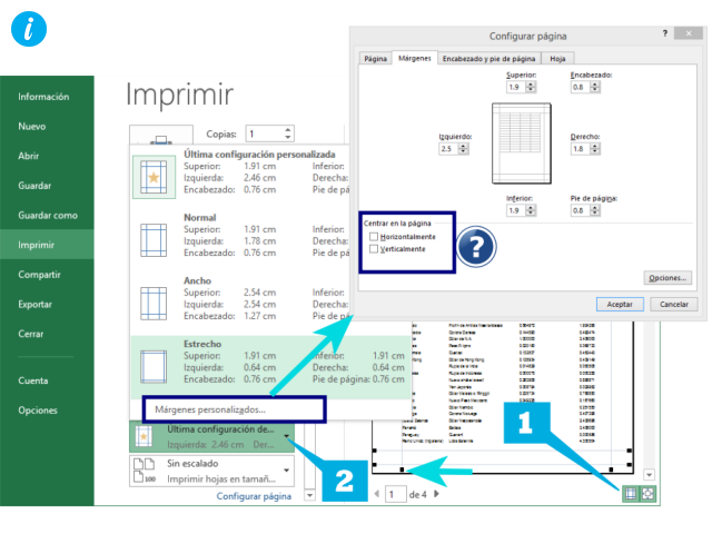 Configurar márgenes imprimir excel