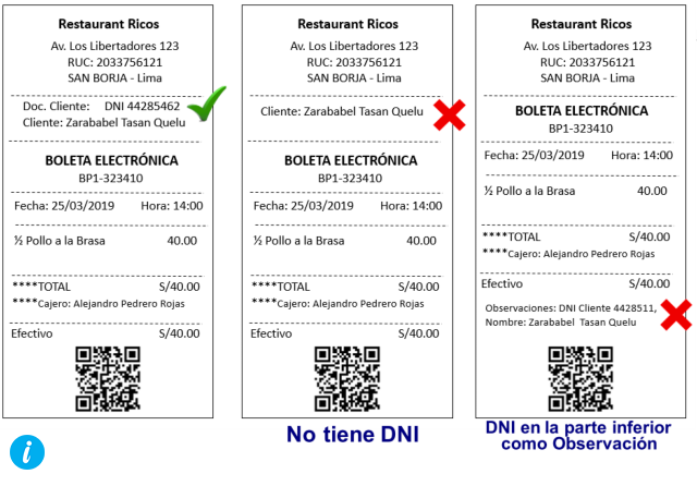 Correcto llenado en comprobante electrónico