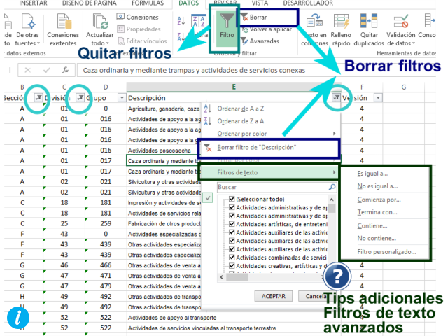 aplica más de un filtro en Excel