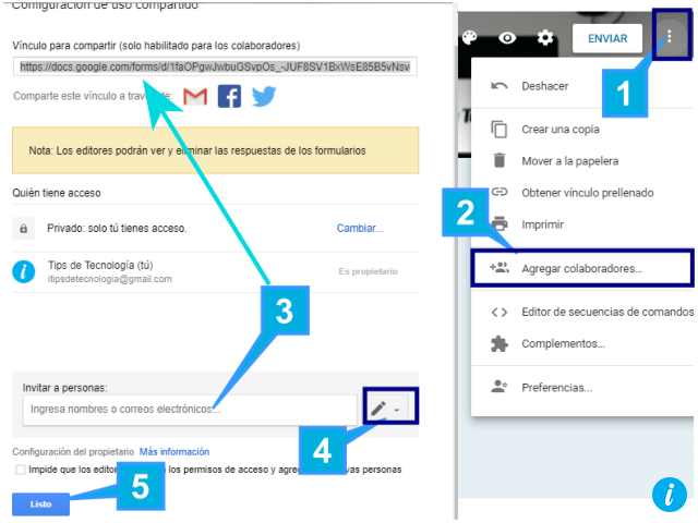 Agregar colaboradores en Google Form