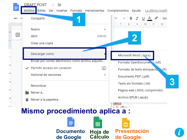 Exporta a Office los documentos de google