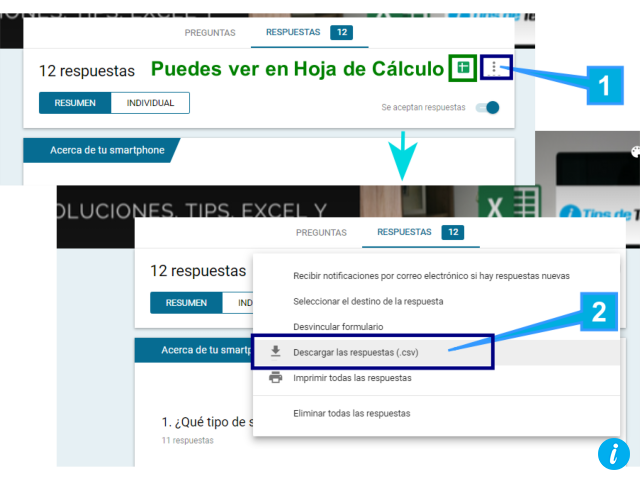descargar en formato excel en google form