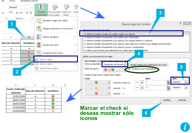 Crear semáforo en Excel